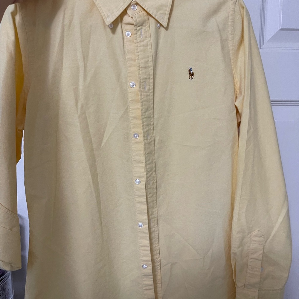 Ralph Lauren Women's Light Yellow Button Down Shirt